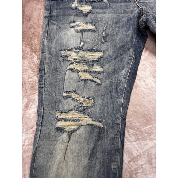 Men JORDAN CRAIG Distressed Stretch Desert Gold Washed Denim Jean Pant 38x32 NWT - Picture 3 of 11